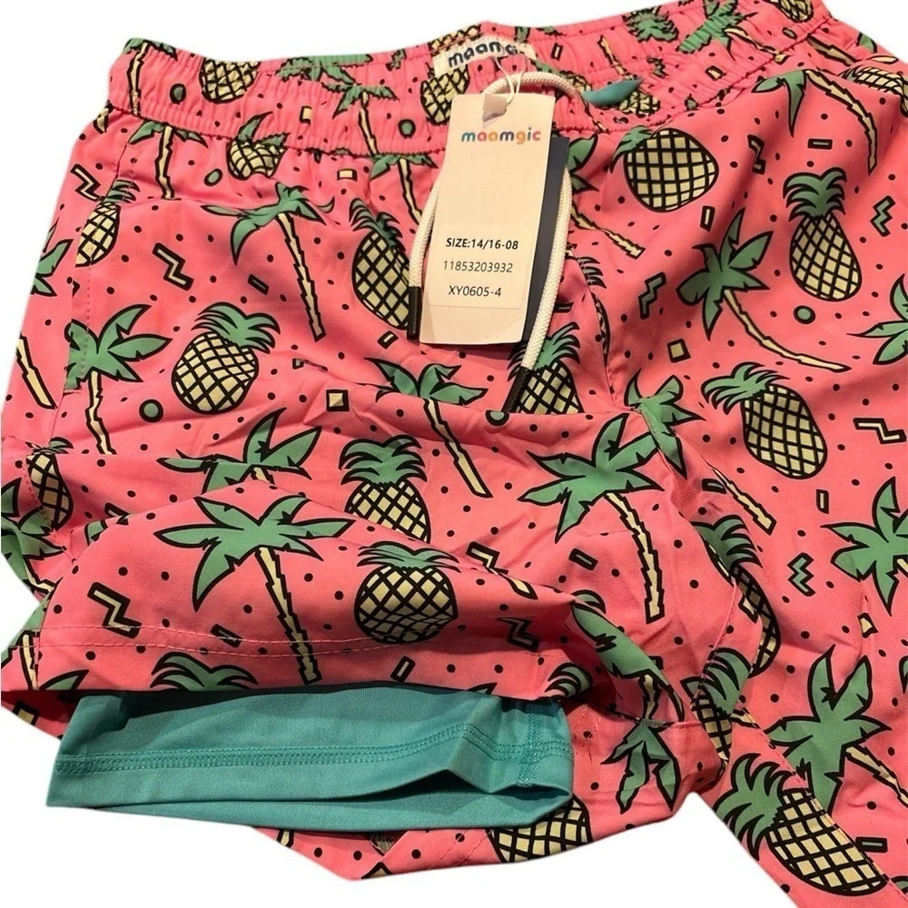 Maamgic Boys Swim Trunks with Compression Shorts - Size 14/16